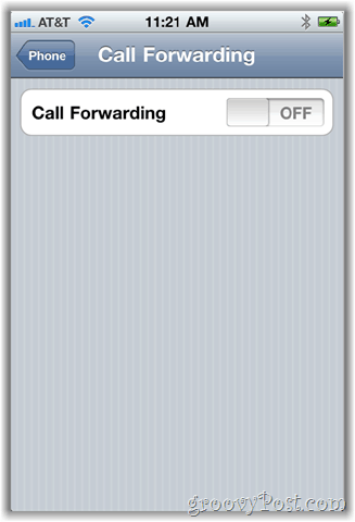iphone-kõnede suunamise valiku ekraanipilt