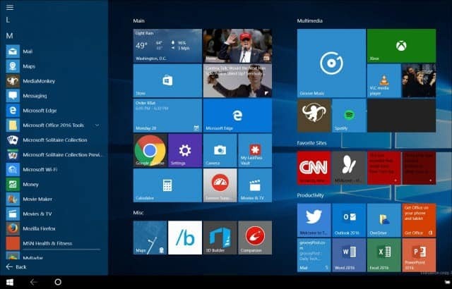 Tahvelarvuti režiim Windows 10