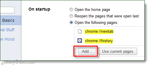 Chrome'i käivitamine Lisage avamiseks lehti