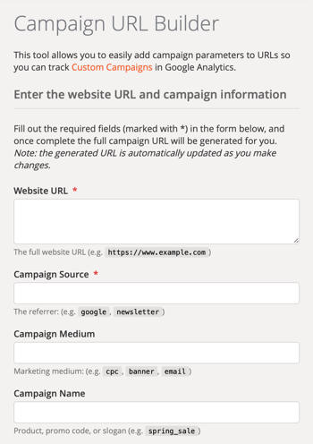 Google'i kampaania URL-i koostaja seadistamine