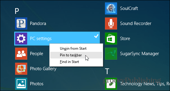 Windows 8.1 näpunäide. Kinnitage PC-sätted tegumiribale