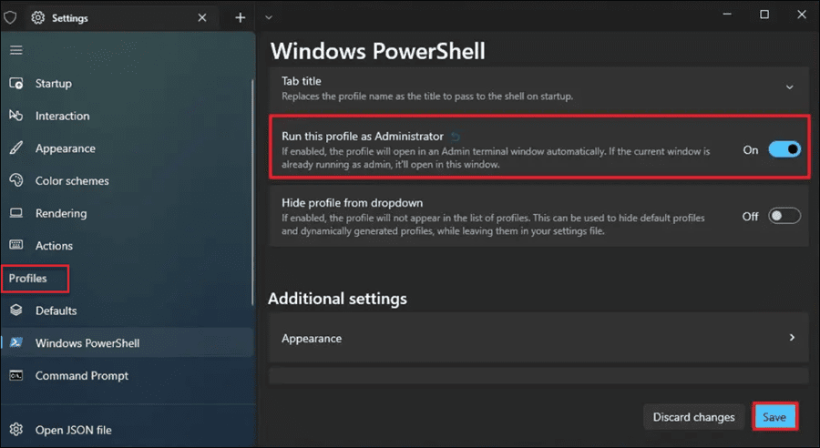 avage Windows 11 administraatorina powershell