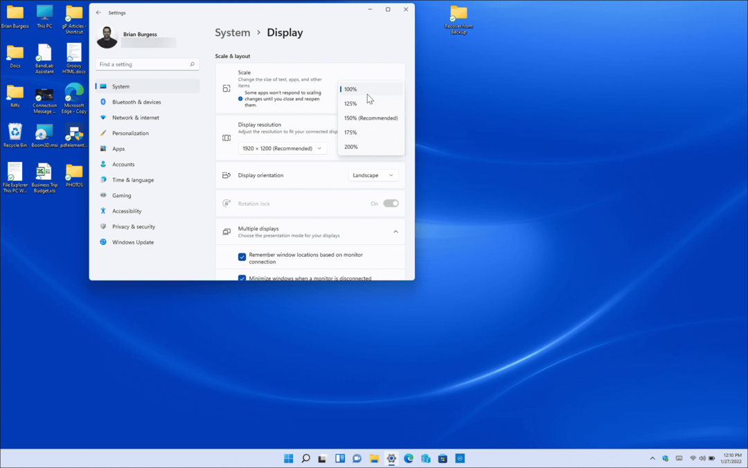 väike reguleerige ekraani skaala sätteid Windows 11-s