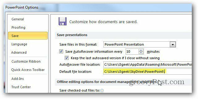 Salvestage Microsoft Office'i dokumendid SkyDrive'i vaikimisi
