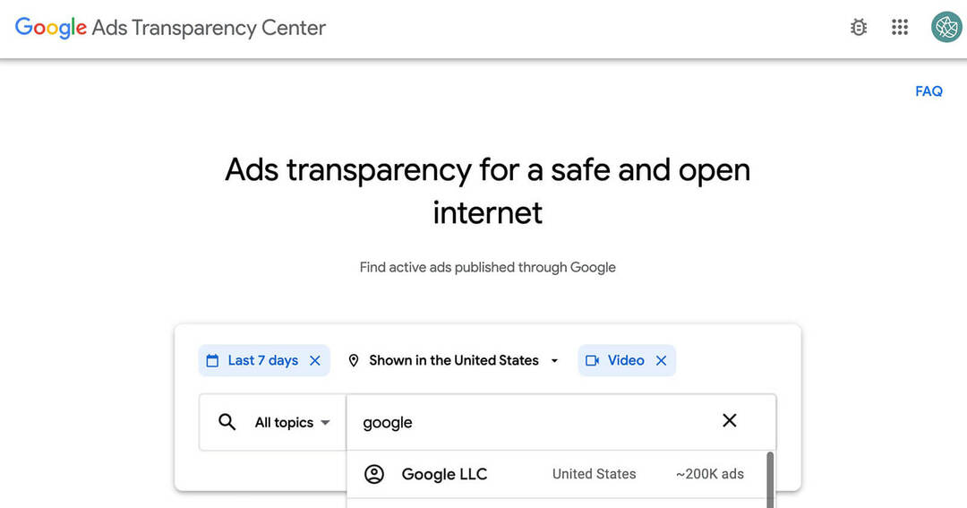 Kuidas Google Adsi läbipaistvuskeskusega oma konkurentsi uurida: sotsiaalmeedia uurija