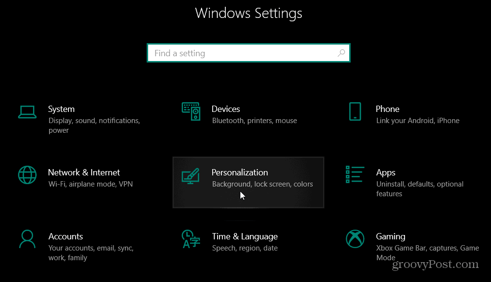 Isikupärastamise seaded Windows 10