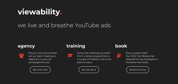 YouTube'i reklaamiagentuuri Viewability veebisaidi ekraanipilt.