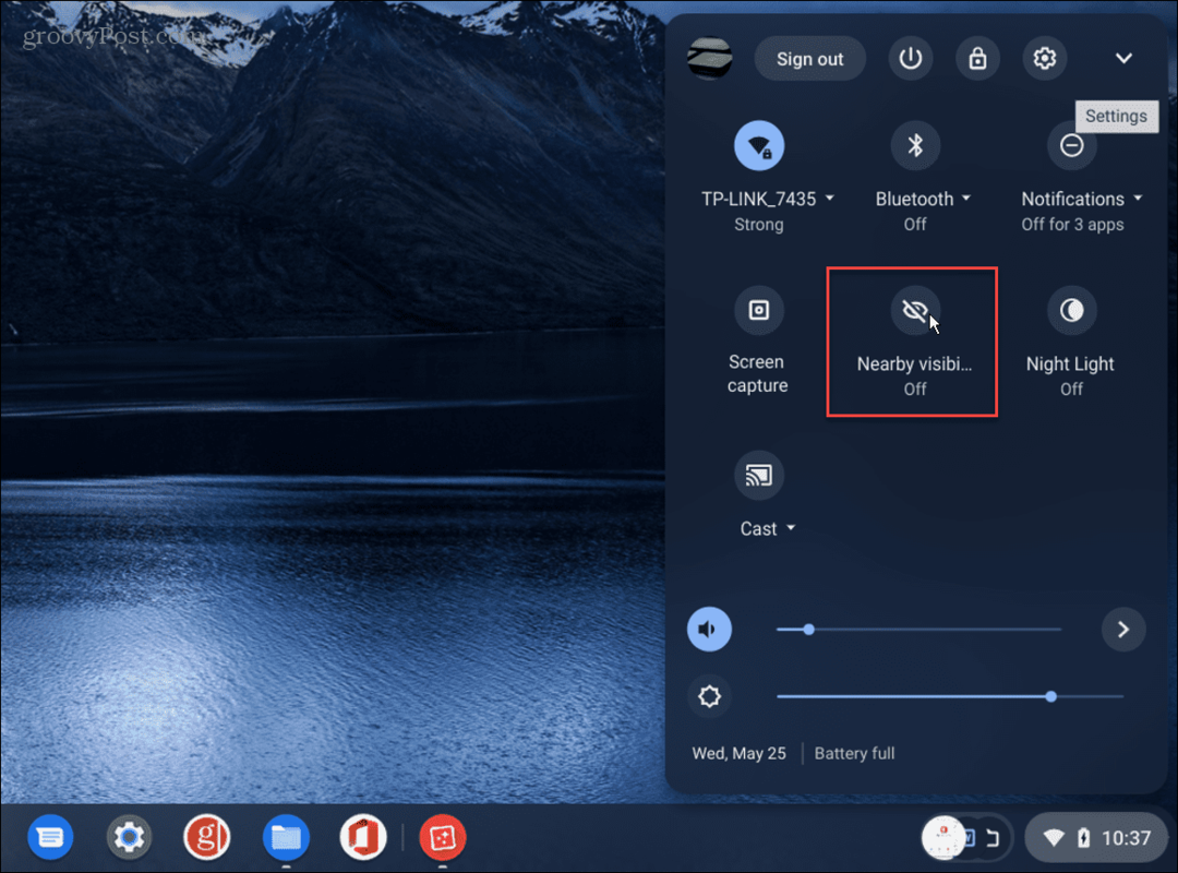 Läheduses jagamine lülitage Chromebook lennukirežiimi
