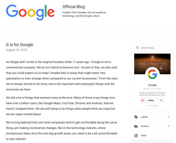 google rebrandingu teadaanne