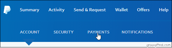 Klõpsake vahekaarti PayPal