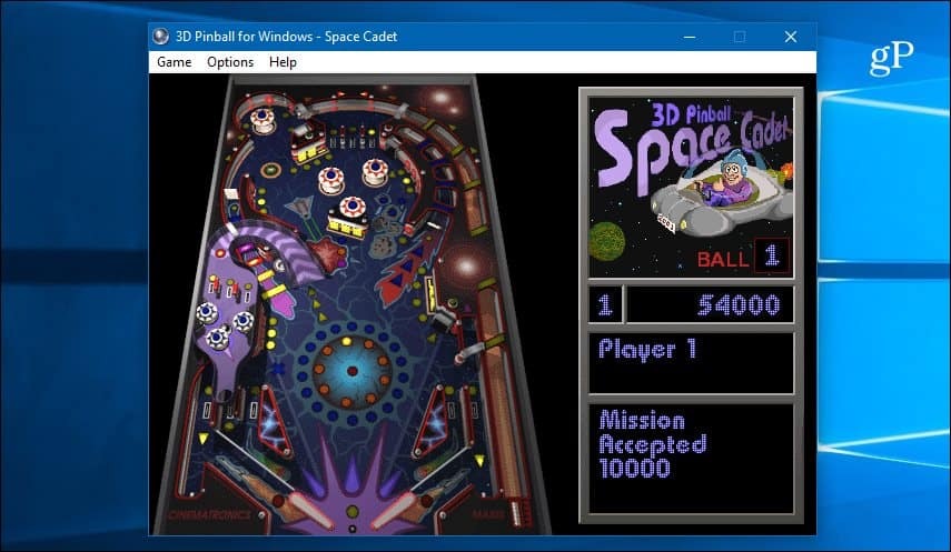 Space Cadet 3D Pinball Windows 10-s