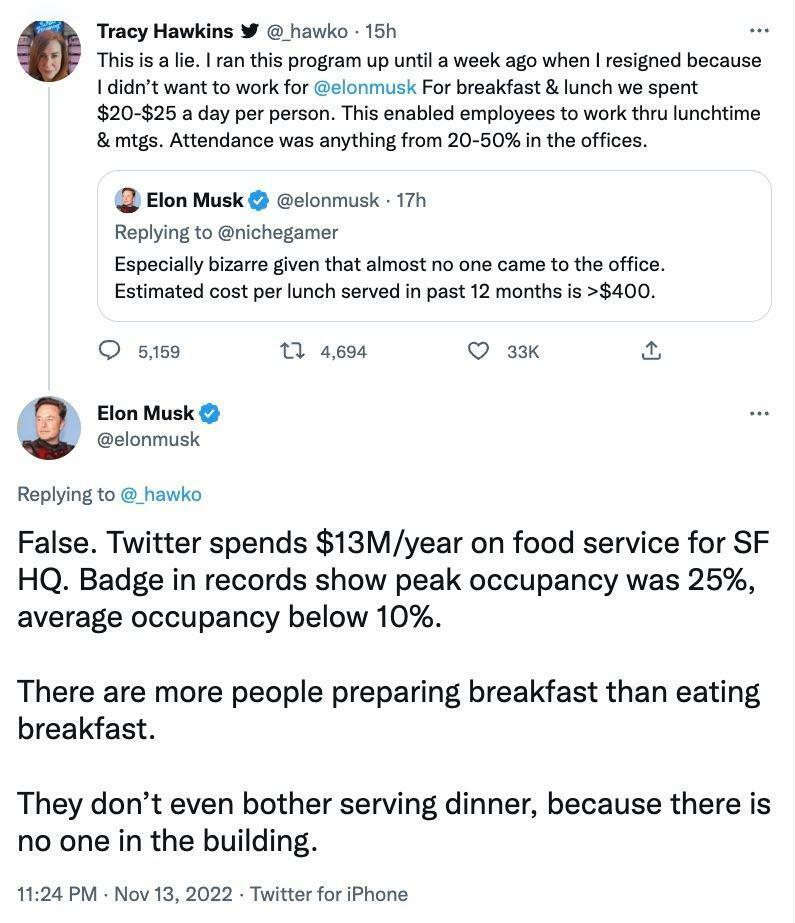 Elon Musk ja Tracy Hawkins läksid Twitteris tülli