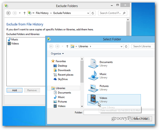 Konfigureerige Windows 8 failiajalugu kustutatud failide taastamiseks