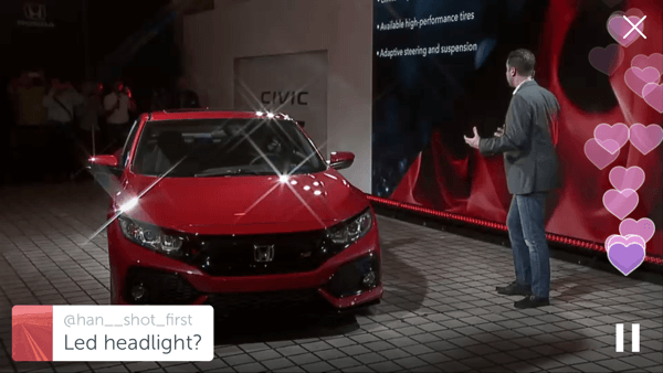 Honda kasutas Periscope'i oma 2017. aasta Civic SI prototüübi avaldamiseks.
