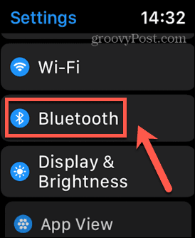 Apple Watchi Bluetoothi ​​menüü