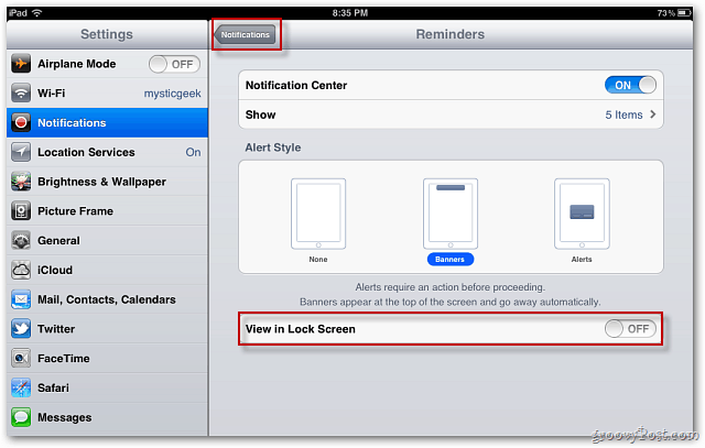 Apple iOS 5: keelake märguannete kuvamine lukustuskuval