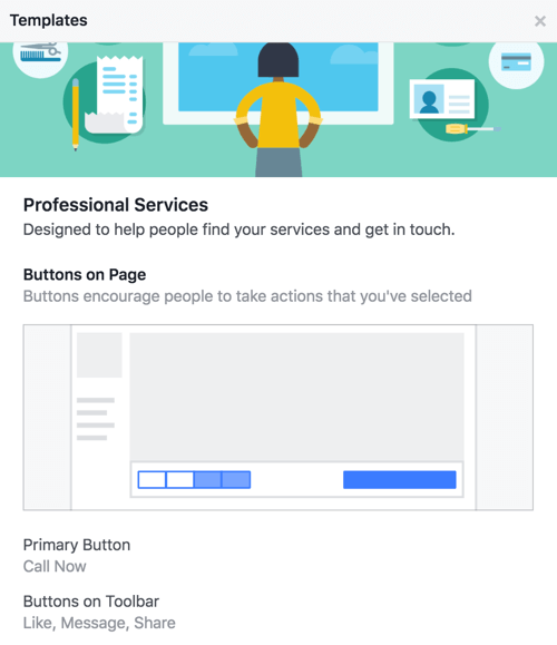 Siit saate teada, millised nupud ja kutsed tegevusele kaasnevad teie Facebooki lehe malliga.
