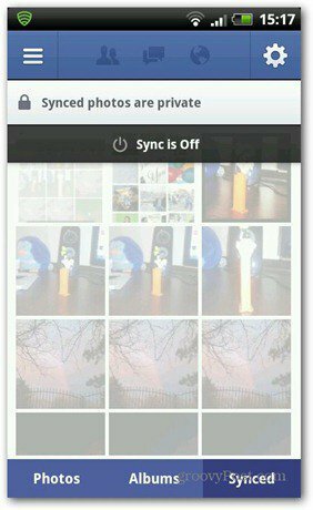 Facebooki fotode sünkroonimine on välja lülitatud