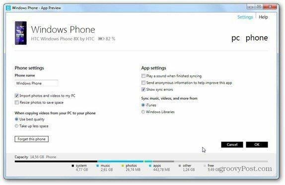 Windowsi telefon 8 Windowsi telefoni seaded