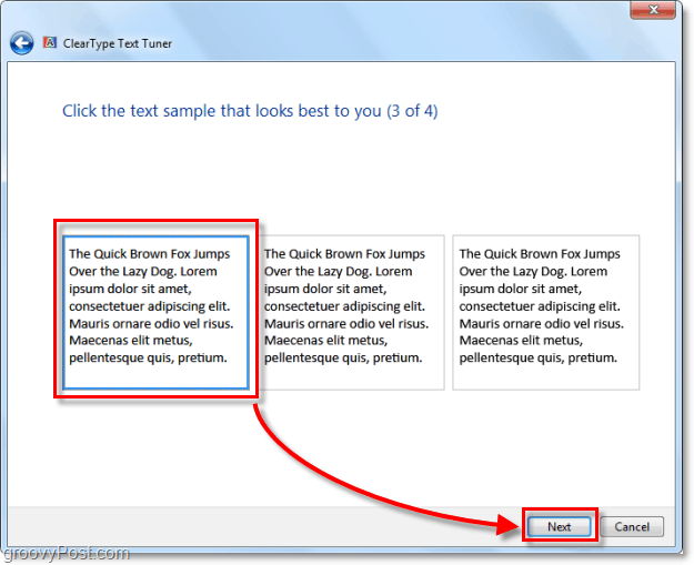 3. samm ClearType'i kalibreerimine Windows 7-s
