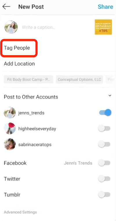 instagram uus postituse võimalus inimeste märgistamiseks