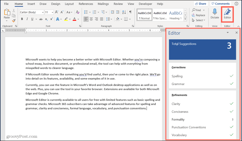 Microsofti redigeerija Windowsi Wordis