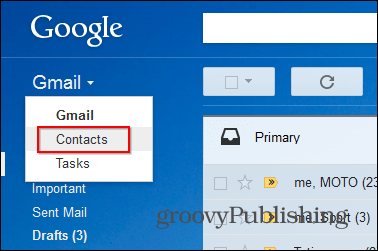 Gmaili tärni kontaktide töölaud