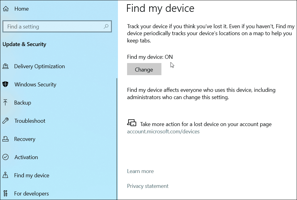 Leia minu seade Windows 10