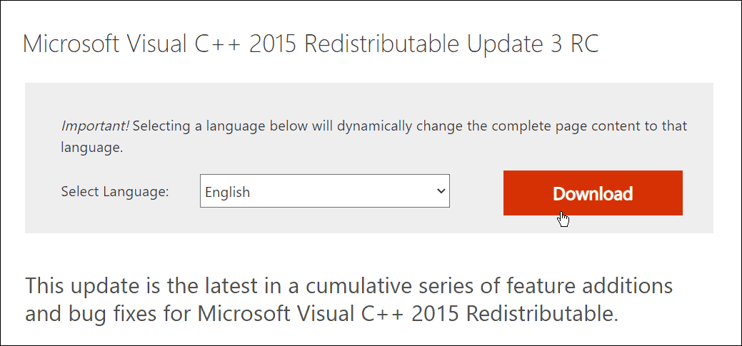 Laadige alla Microsoft Visual C++ edasilevitatav