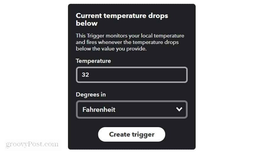 ilmastiku temperatuuri piiri seadmine ifttt