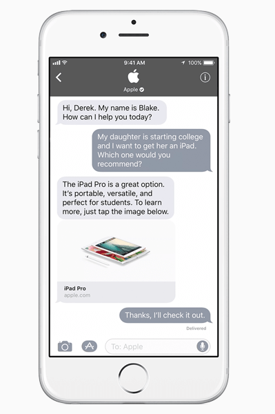 Apple tutvustas ärivestlust, mis on ettevõtetele iMessage'is uus võimas viis klientidega suhelda.