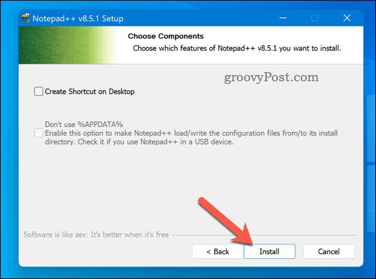 Käivitage Notepad++ installer