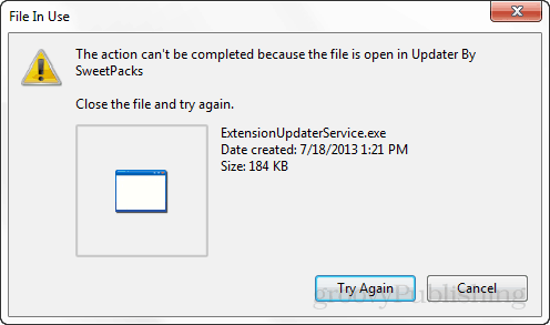 ei saa praegu kasutatavat faili kustutada
