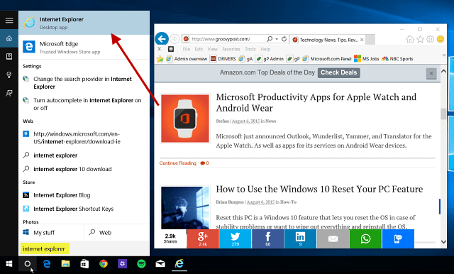 Windows 10 näpunäide. Vajadusel leidke ja kasutage Internet Explorerit