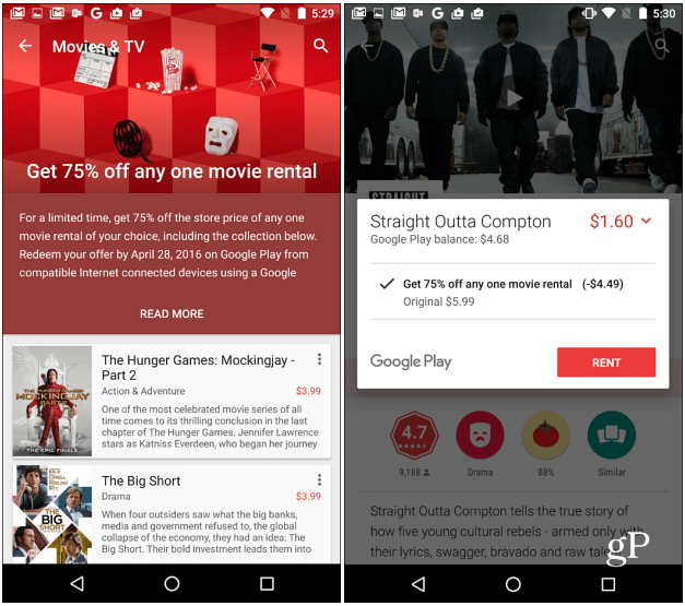 Google Play filmid pakuvad 75% soodsamalt igasugust filmilaenutust