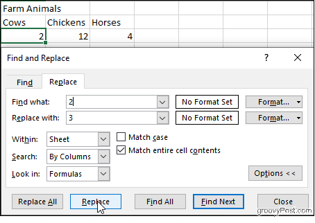 Exceli vaste lahtri sisu