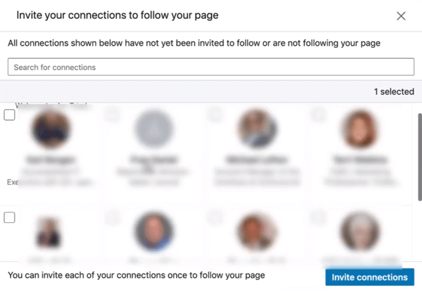 Kutsu ühendused oma LinkedIni lehe jälgimiseks, 2. samm.
