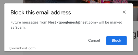 Gmailis nupp Blokeeri