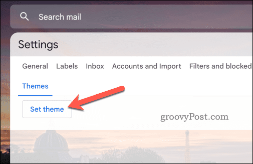 Gmaili teema määramise nupp