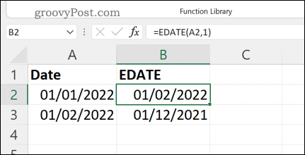Täiendavad näited valemi EDATE kohta Excelis