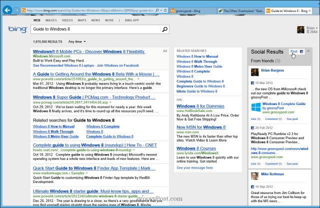 Microsoft täiustab Bingi Facebooki sotsiaalse otsingu külgriba