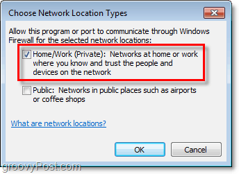 kuidas käsitsi valida Windows 7 tulemüüri erandi jaoks võrku