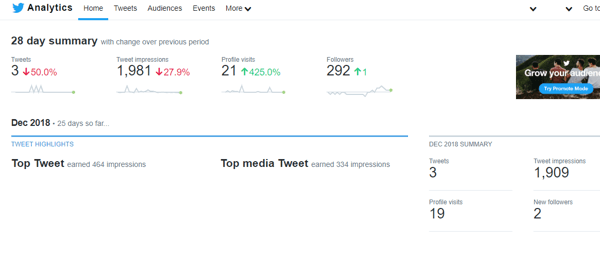 Näide Twitter Analyticsi 28 päeva kokkuvõttest.