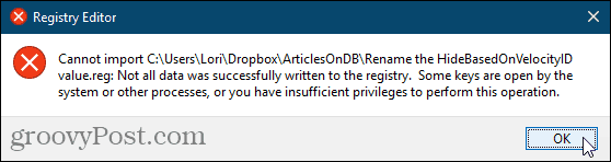 Registrifaili ei saa Windowsi registri jaoks importida