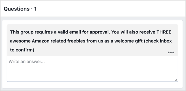 Paluge, et tulevased Facebooki grupi liikmed esitaksid tasuta e-posti vastu oma e-posti aadressi.