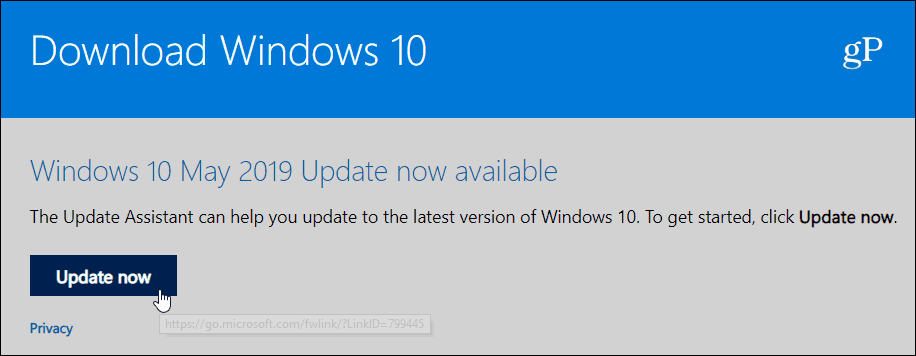 Uuendage Windows 10 1903 mai 2019 värskendus