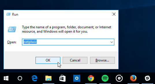 Windows 10 käivitamise dialoog
