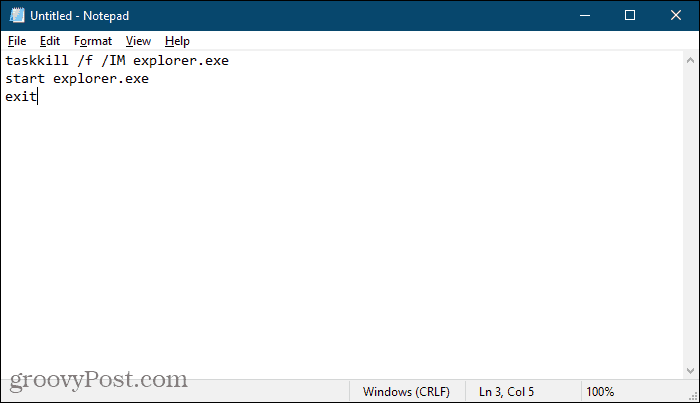 Koostage pakettfail, kasutades Windows 10 Notepadi