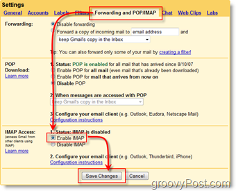 Kasutage rakendust Outlook 2007 koos GMAIL Webmaili kontoga, kasutades iMAP-i