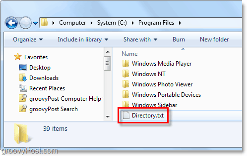 Windowsi süsteemi luuakse kataloog.txt fail